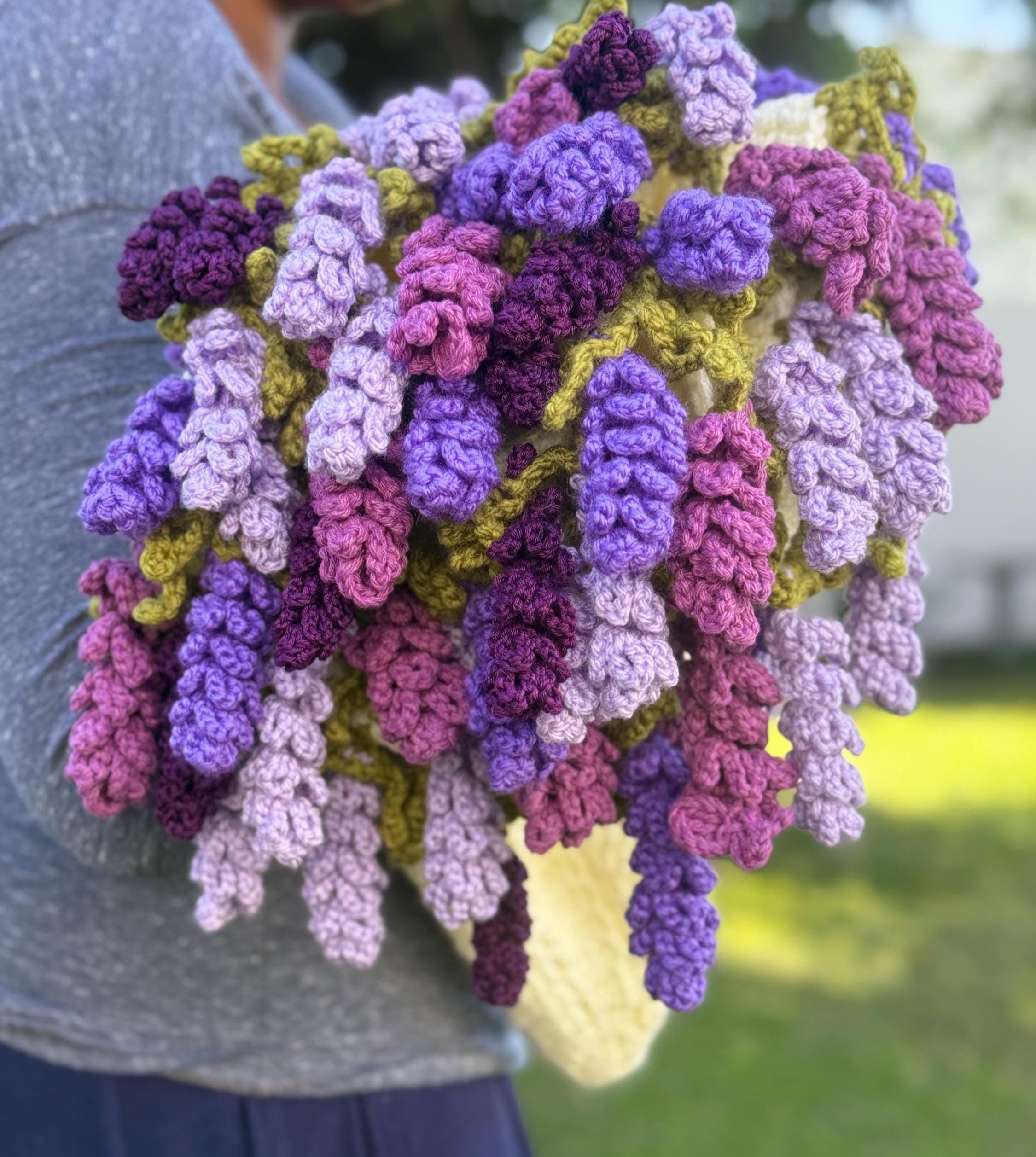 Crochet Bouquet Blanket Lavender Handmade– Crochet Flower Blanket,Unique gift for Her| Soft Home Decor Throw ,Teachers Gift,Floral Blanket