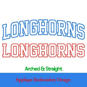 Desenho de bordado aplique Longhorns | Fonte Varsity (Arquivo digital)