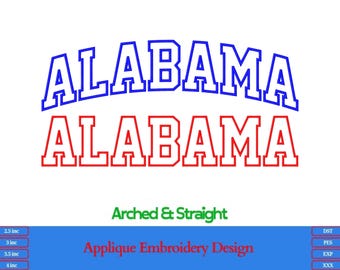 Alabama Applique Embroidery Design | Varsity Font (Digital Download)