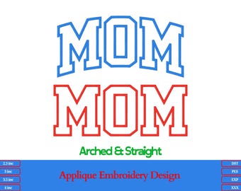 Mom Applique Embroidery Design | Varsity Font (2.5-4 Inch) (Digital Download)
