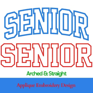 Senior 2026 Applique Embroidery Design | Varsity Font (Digital File)