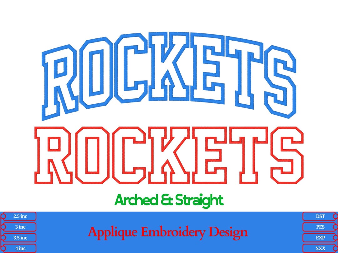 Houston Rockets Font Generator Rockets Applique Embroidery Design | Varsity Font (digital File) - Etsy