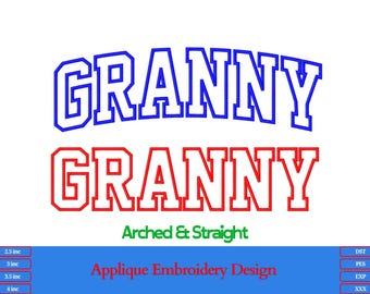 Granny Applique Embroidery Design, Arched & Straight, Machine Embroidery Pattern (dst, pes, exp, xxx)