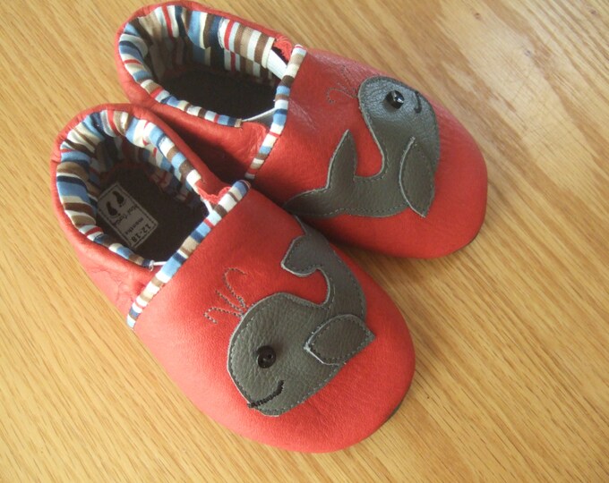 Red Baby Boy Whale Shoes Size 1218 Months Etsy
