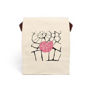 Sac à lunch en toile avec bandoulière | Impression d'art spirale rose, réutilisable et respectueuse de l'environnement