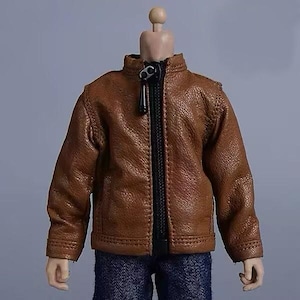 1/12 Classic Brown Leather Jacket Coat 6&#39;&#39; Action Figure Clothes