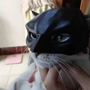 Custom Bat Cat Mask – 3D Printed Superhero Cat Costume, Personalized Pet Cosplay Accessory for Halloween & Photoshoots