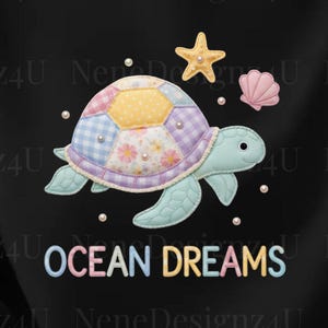 Ocean Sea Turtle PNG, Coastal Patchwork Sea Turtle Sublimation, Beach Summer Graphic