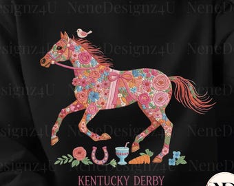 Coquette Floral Derby Horse PNG, 2026 Kentucky Derby Png, Racing Horse Racing Png, Floral Horse Png, Spring Floral Design