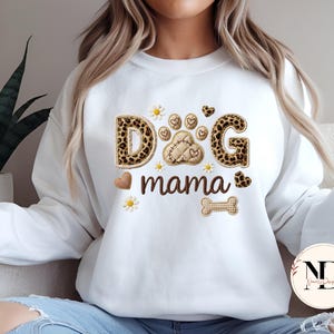 Leopard Paw Print Mama PNG | Faux Crochet Patch Design | Boho Pet Lover Sublimation File