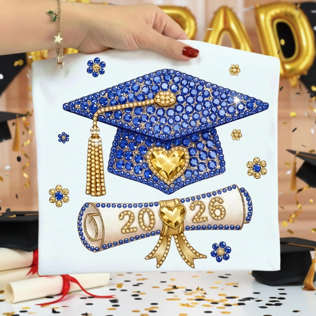 Graduation Design Pg Faux Rhinestone Graduation Cap PNG, Class of 2026 Png for Students ...