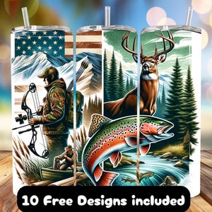 Deer Hunting Wrap, American Fishing PNG, Fish Tumbler Wrap, Deer Sublimation Design, Hunting PNG, 20oz Hunting Tumbler wrap, Dad Gift
