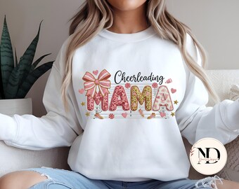 Cheer Mama PNG | Cozy Game Day Shirt Design | Puff Embroidery Cheerleader Mom Sublimation