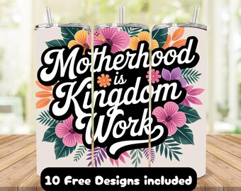 Retro Motherhood Tumbler Wrap:  20oz Skinny Sublimation, Christian Proverbs Design (Digital Download)