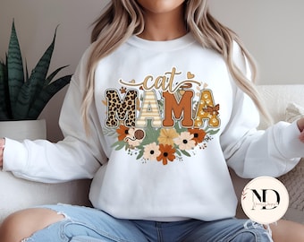 Camiseta Leopard Cat Mama PNG: Design Floral (Download Digital)