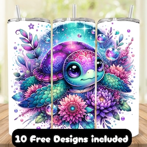 Turtle Tumbler Wrap for Ocean Lovers, Sea Turtle 20oz Skinny Tumbler Sublimation Design, Turtle Tumbler Wrap PNG, Marine Life Design
