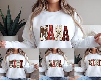 Western Mama PNG Bundle • Cow Print Mama Gigi Nana Mimi • Rodeo Sublimation Designs • Bandana Western Family PNG Set