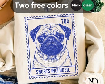 Retro Pug Stamp PNG: Vintage Dog Sublimation File (Digital Download)