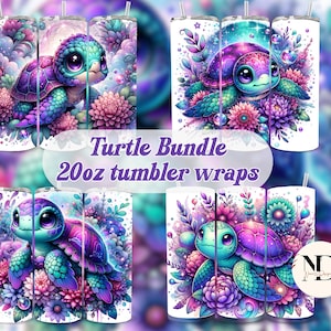 Sea Turtle Tumbler Wrap Bundle: Sublimation Design (Digital Download)