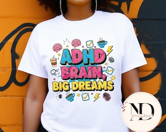 ADHD Brain Big Dreams PNG: Kawaii Neurodivergent Clipart (Pobieranie cyfrowe)