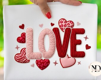 Faux Yarn Crochet Love Png, Vday Heart Png, Latch Hook Yarn PNG, Pink Valentine Png, Trendy Valentine Png