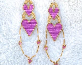 2 Tier Heart Earrings