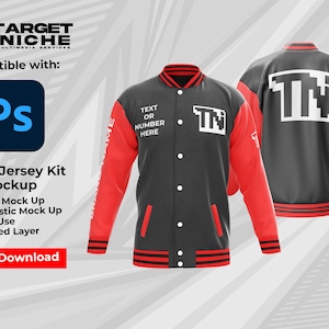 Varsity Jacket  Realistic Mockup – Editable PSD with Smart Objects & Customizable Colors