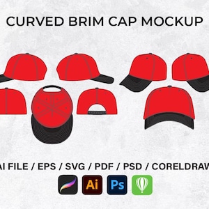 Mockup för snapback-keps med böjd kant: Mall för streetwear-design