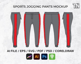 Platte schets sportjoggingbroek: vectorsjabloon (digitale download)