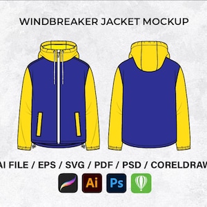 Windbreaker Jacke Mockup: Streetwear Flat Template (Digitaler Download)