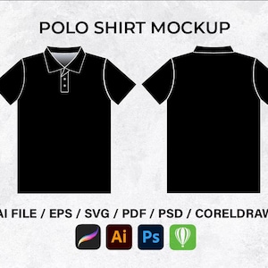 Makieta koszulki polo: szablon odzieży, pakiet techniczny (pobranie cyfrowe)
