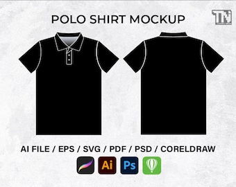 Polo Shirt Mockup: Clothing Template, Tech Pack (Digital Download)