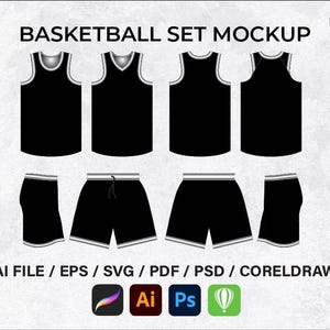 Basketball Jersey Set Mockup: Streetwear Vektor Vorlage (Digitaler Download)