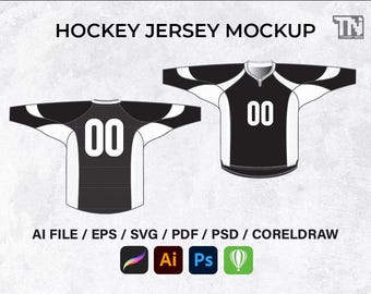 ホッケー ジャージ モックアップ: ベクター フラット テンプレート (デジタル ダウンロード)
