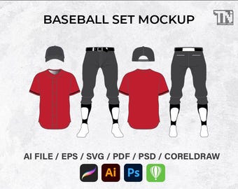 野球ユニフォームテンプレート：ベクターイラスト（デジタルダウンロード）