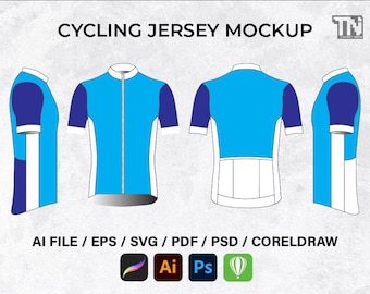 Sjabloon wielertrui Fashion Flat: technische vectortekening (digitale download)