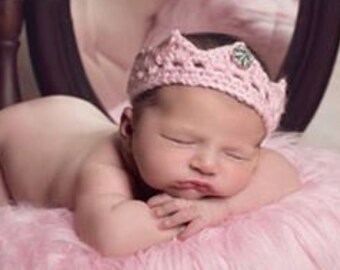 Newborn Girl Crown/ Pink Princess Crown/ Baby Girl Crown/ Rhinestone Crown/ Baby Girl Prop/ Baby Shower Gift/ Princess Theme