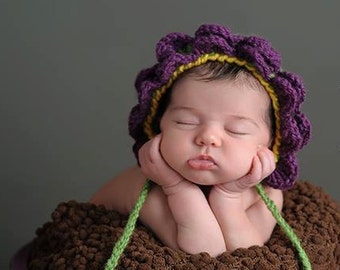 Baby Flower Bonnet, Garden Theme Baby Shower, Garden Theme Nursery, Flower Hat, Baby Girl Hat, Gift for Baby, Summer Newborn Girl