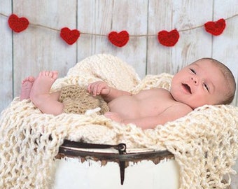 Valentine Heart Garland/Mini Heart Garland/ Heart Banner/Photo Prop Garland/Mini Crochet Heart/Customize Colors