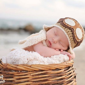 Baby Pilot Hat, Baby Aviator Hat, Gender Neutral Prop, Crochet Baby Hat, Pilot Gift, Airplane Theme Nursery, Baby Shower Gift image 2
