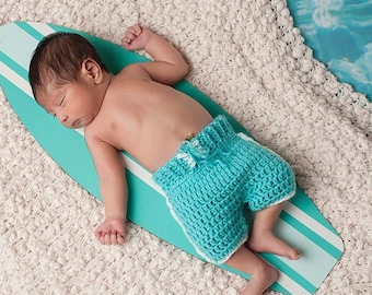 Baby Surfer, Beach Theme Baby, Baby Boy Prop for Photography,  Board Shorts, Baby Shower Gift, Ocean Theme Nursery, Surfboard not included