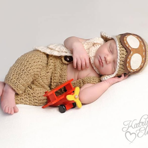 Newborn Aviator Prop/Pilot Photo Prop/ Airplane Newborn Prop/ Baby Shower Gift/ Baby Boy Prop/Newborn Photo Prop/Pilot Hat with Googles