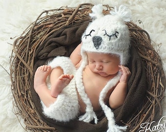 Baby Owl Hat, Baby Owl Gift, Snowy Owl Costume,Crochet Owl Hat, White Owl Crochet, Gender Neutral Prop, Baby Shower Gift