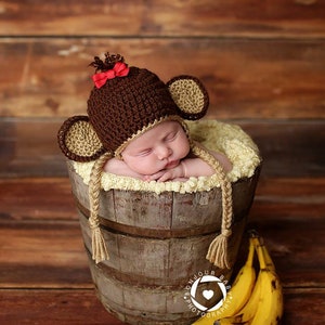 Baby Monkey Hat, Jungle Theme Nursery, Crochet Monkey Hat, Baby Hat, Animal Hat, Baby Shower Gift, Monkey Theme, Halloween Costume