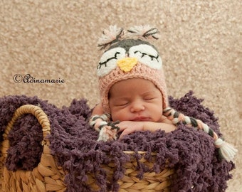 Baby Owl Hat, Crochet Owl Hat, Woodland Theme Nursery, Baby Shower Gift, Gender Neutral Hat, Owl Lover, Animal Hat