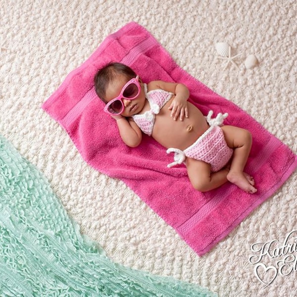 Newborn Bikini Prop, Beach Theme Baby Shower, Baby Girl Photo Prop, Ocean theme Baby Shower, Ocean Theme Nursery, Baby, Crochet Photo Prop