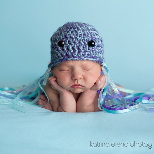 Jellyfish Hat, Newborn Jellyfish, Baby Shower Gift, Ocean Theme Nursery, Nautical Theme Baby Shower, Gender Neutral Hat, Jellyfish Baby