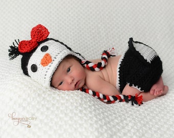 Baby Penguin outfit, crochet penguin hat, newborn photo prop, baby shower gift, animal baby outfit, gender neutral prop, penguin