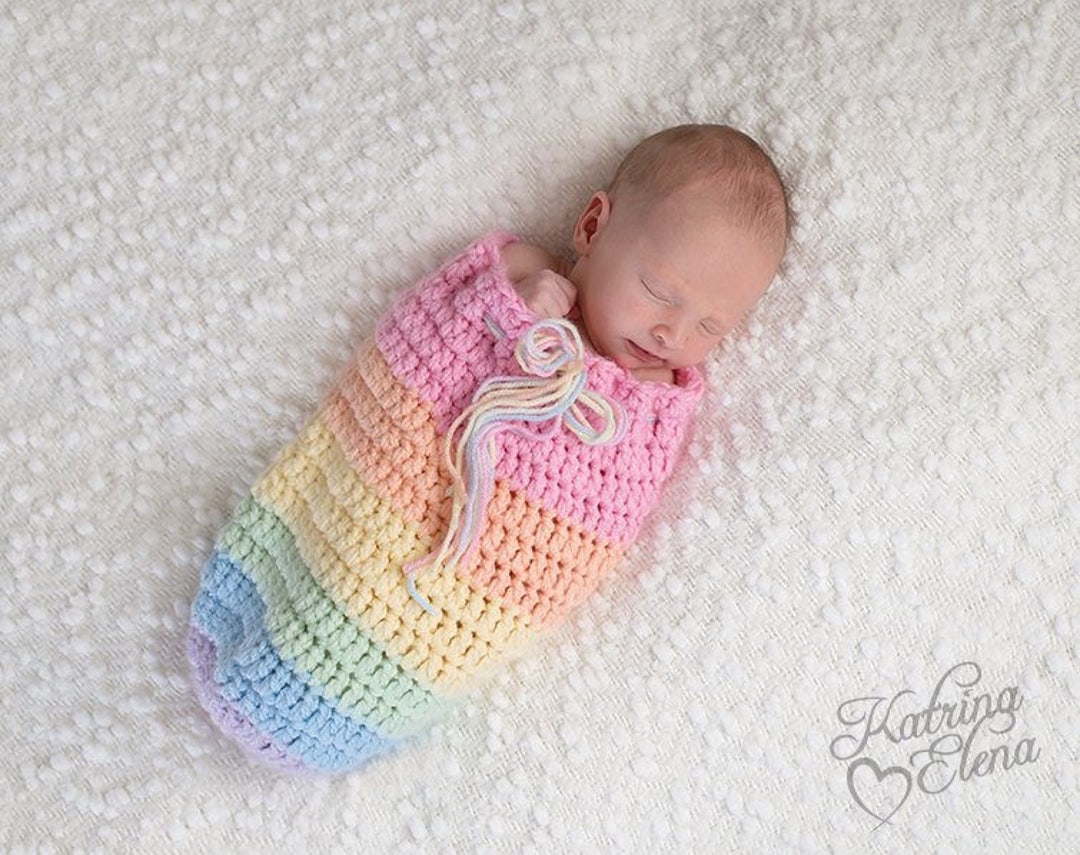 Rainbow Baby Swaddle Sack/ Newborn Swaddle Sack/ Baby Cocoon Prop