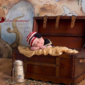 Pirate Hat and Eye Patch/Newborn Photo Prop/ Baby Boy Prop/ Nautical Theme Nursery/ Sailor Theme